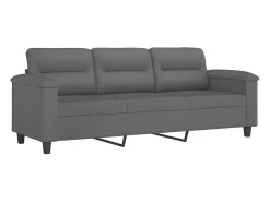 Sofá 3 lugares c/ almofadas 180 cm microfibra -escuro PT375919^ Sofá