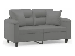 Discount Sofá 2 lugares c/ almofadas 120 cm microfibra -escuro PT559509 Cinzento