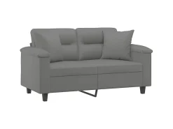 Discount Sofá 2 lugares c/ almofadas 120 cm microfibra -escuro PT559509 Cinzento