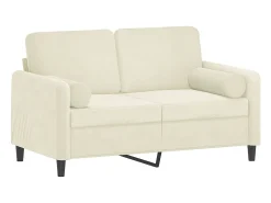 Sofá| Sofá 2 lugares c/ almofadas decorativas 120 cm veludo PT222934 Creme