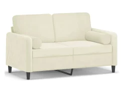 Sofá| Sofá 2 lugares c/ almofadas decorativas 120 cm veludo PT222934 Creme