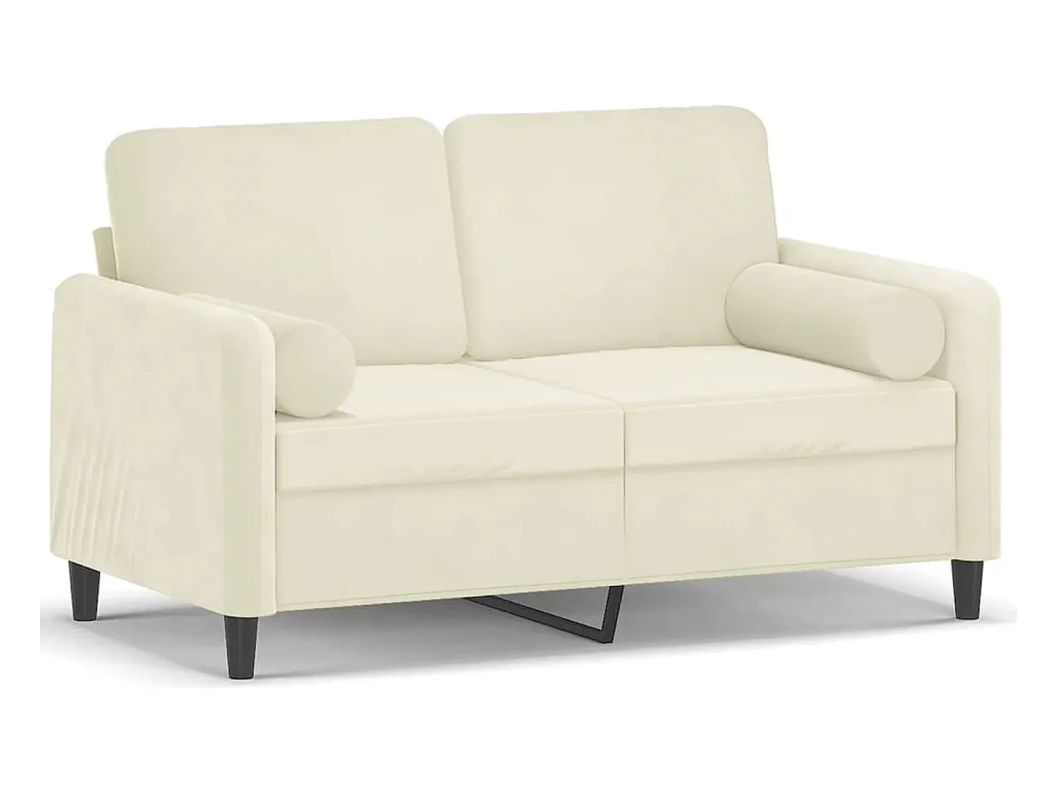 Sofá| Sofá 2 lugares c/ almofadas decorativas 120 cm veludo PT222934 Creme