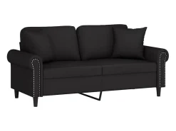 Sofá| Sofá 2 lugares c/ almofadas decorativas 140 cm veludo PT555968 Preto