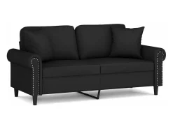 Sofá| Sofá 2 lugares c/ almofadas decorativas 140 cm veludo PT555968 Preto