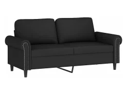 Sofá| Sofá 2 lugares c/ almofadas decorativas 140 cm veludo PT555968 Preto