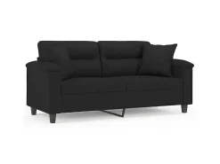 Sofá 2 lugares c/ almofadas 140 cm microfibra PT736225 Preto