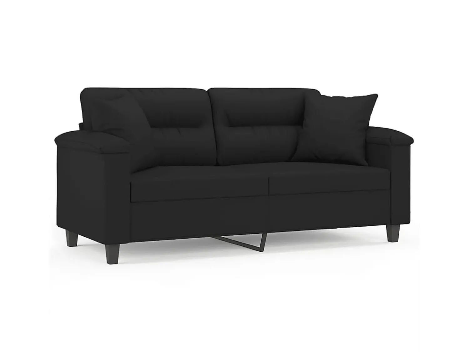 Sofá 2 lugares c/ almofadas 140 cm microfibra PT736225 Preto