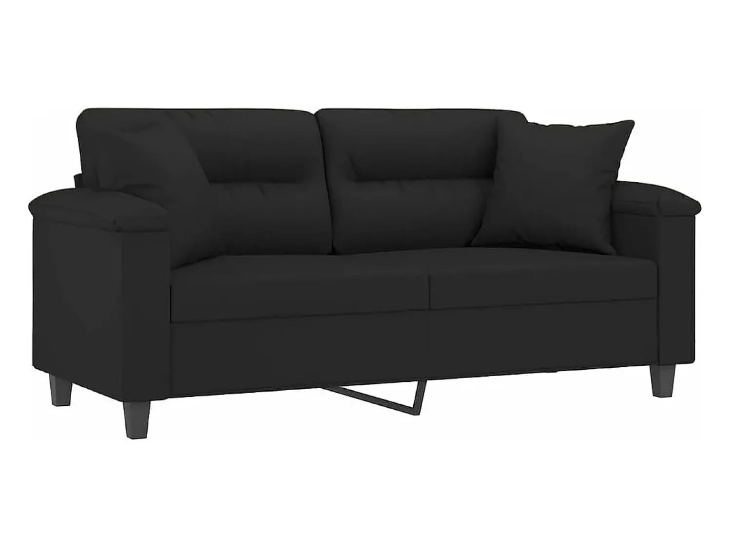 Sofá 2 lugares c/ almofadas 140 cm microfibra PT736225 Preto