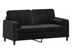 Sofá* Sofá 2 lugares c/ almofadas decorativas 140 cm veludo PT812563 Preto