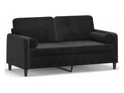 Sofá* Sofá 2 lugares c/ almofadas decorativas 140 cm veludo PT812563 Preto
