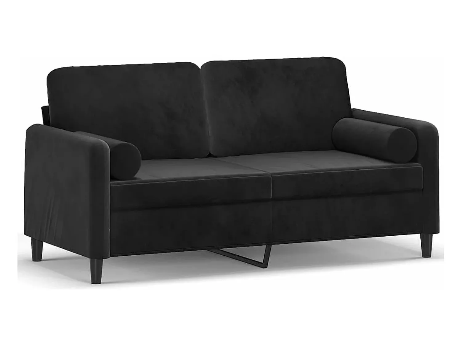 Sofá* Sofá 2 lugares c/ almofadas decorativas 140 cm veludo PT812563 Preto
