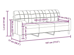 vidaxl Sofá 3 lugares c/ almofadas decorativas 180 cm veludo^ Sofá