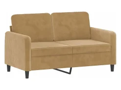 Sofá| Sofá 2 lugares c/ almofadas decorativas 120 cm veludo PT477136 Castanho