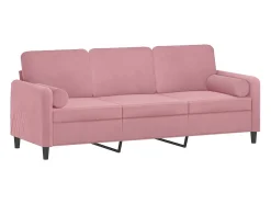 Sofá* Sofá 3 lugares c/ almofadas decorativas 180 cm veludo PT550132 Rosa