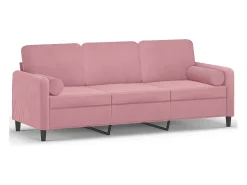 Sofá* Sofá 3 lugares c/ almofadas decorativas 180 cm veludo PT550132 Rosa