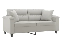 Sofá| Sofá 2 lugares c/ almofadas 140 cm microfibra cinzento-claro PT310332 Cinzento claro
