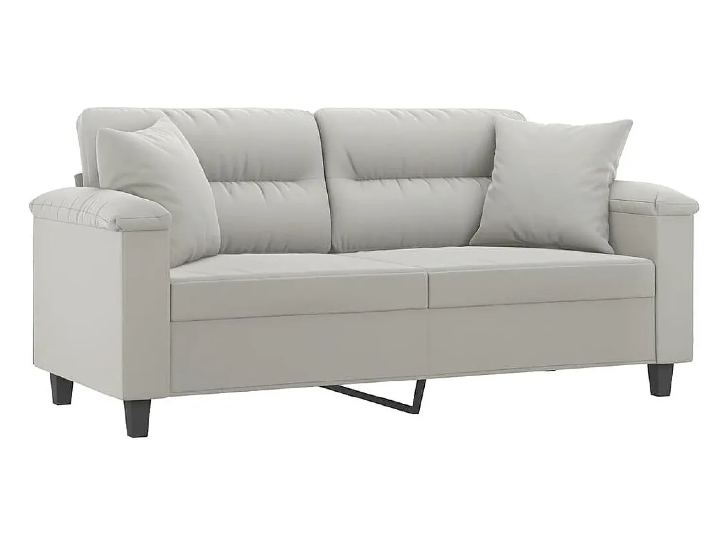 Sofá| Sofá 2 lugares c/ almofadas 140 cm microfibra cinzento-claro PT310332 Cinzento claro