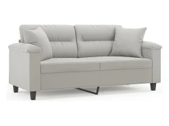 Sofá| Sofá 2 lugares c/ almofadas 140 cm microfibra cinzento-claro PT310332 Cinzento claro