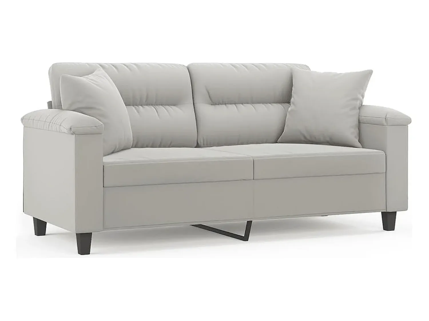 Sofá| Sofá 2 lugares c/ almofadas 140 cm microfibra cinzento-claro PT310332 Cinzento claro
