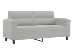 Sofá| Sofá 2 lugares c/ almofadas 140 cm microfibra cinzento-claro PT310332 Cinzento claro
