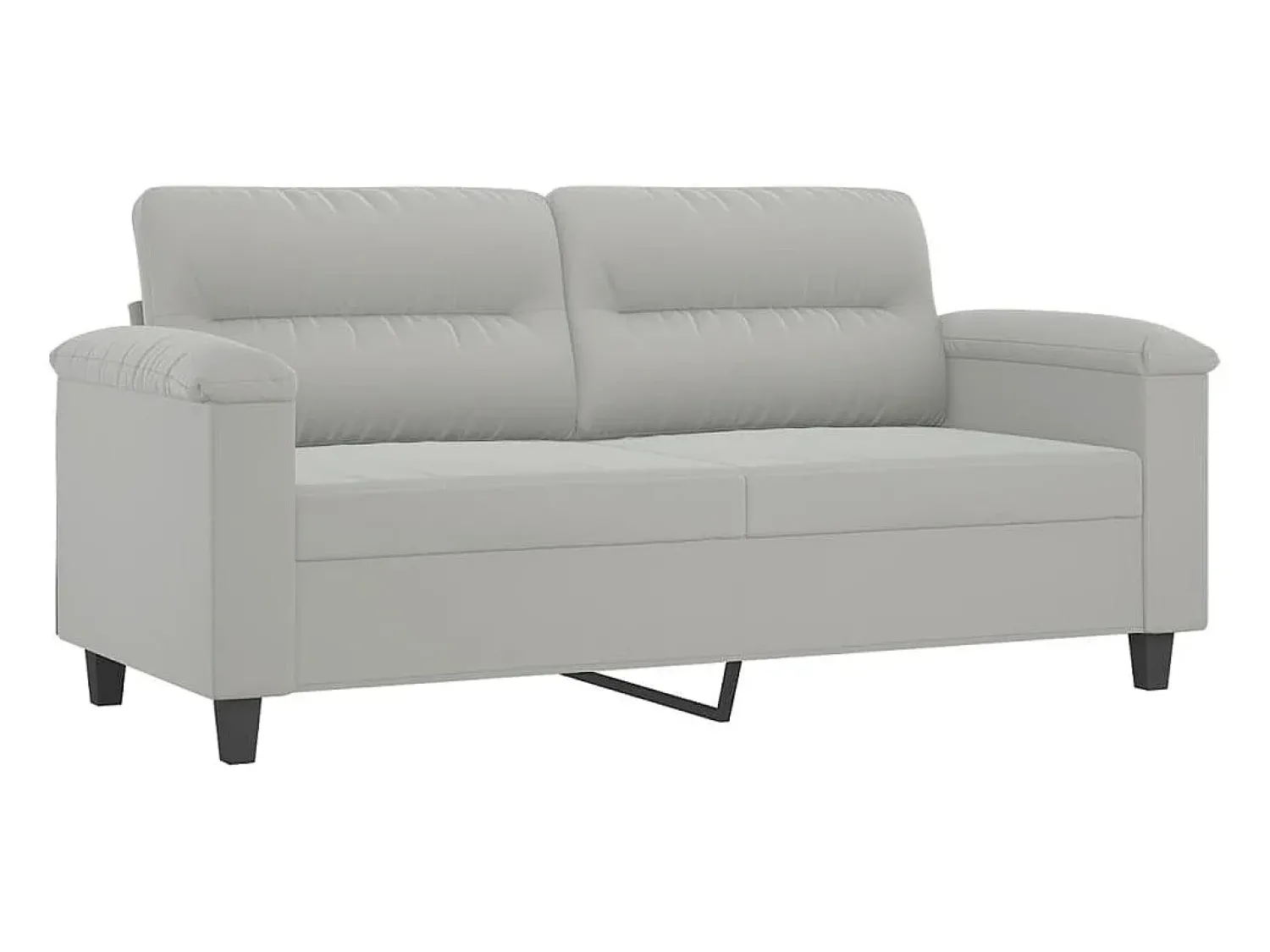 Sofá| Sofá 2 lugares c/ almofadas 140 cm microfibra cinzento-claro PT310332 Cinzento claro