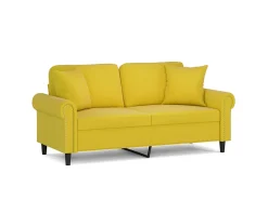 Sofá| Sofá 2 lugares c/ almofadas decorativas 140 cm veludo PT847543 Amarelo