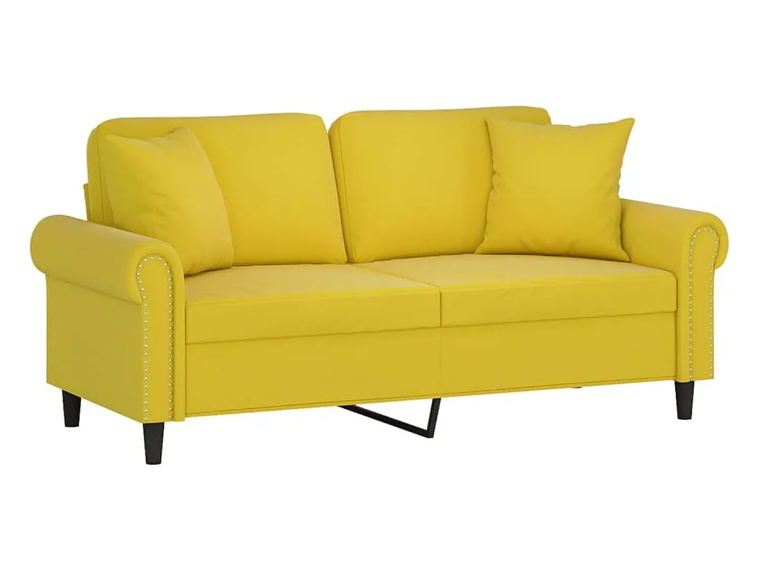 Sofá| Sofá 2 lugares c/ almofadas decorativas 140 cm veludo PT847543 Amarelo