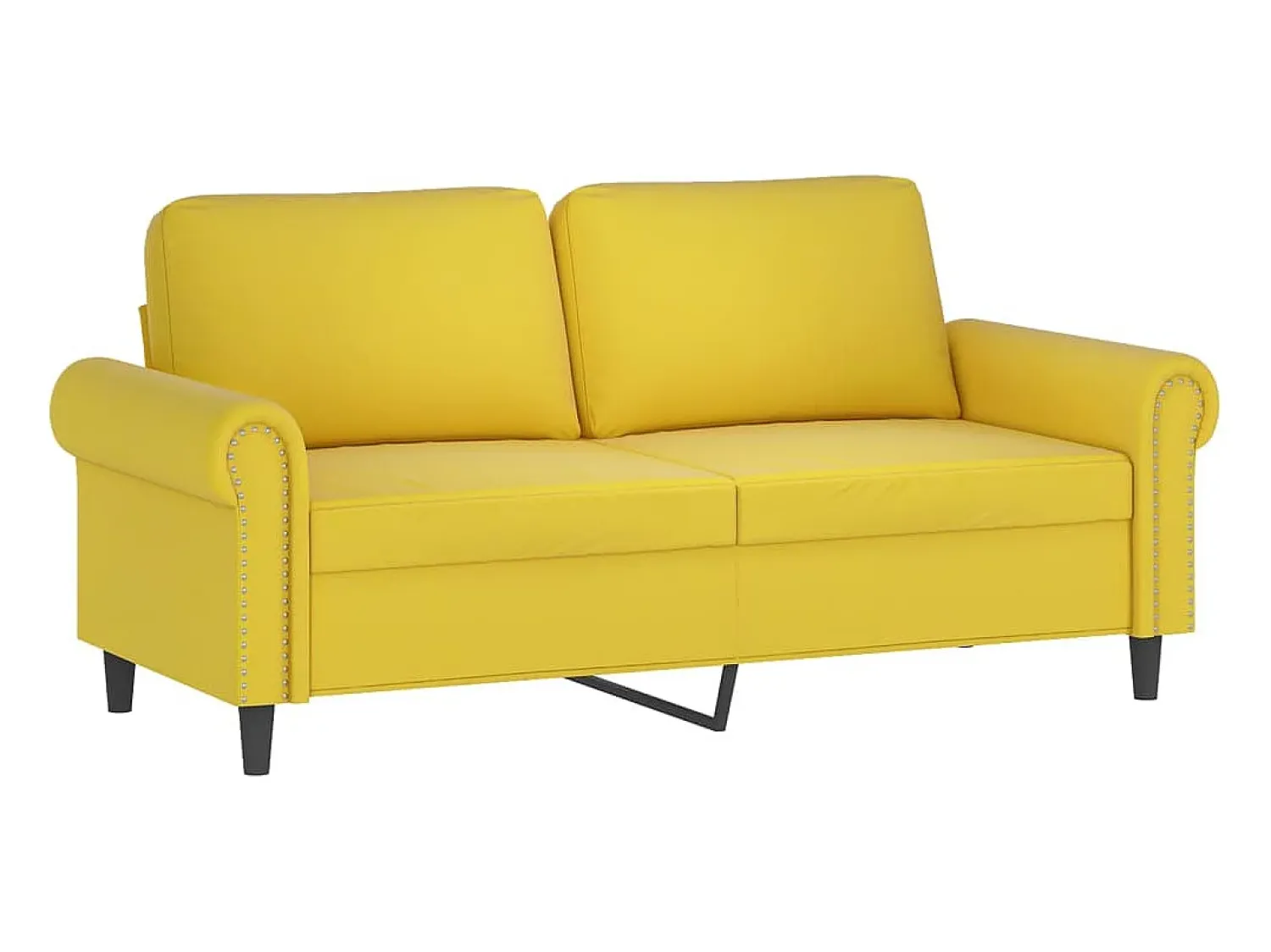 Sofá| Sofá 2 lugares c/ almofadas decorativas 140 cm veludo PT847543 Amarelo