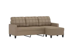Sofá* Sofá 3 lugares c/ apoio pés 180 cm couro artificial cappuccino PT441003 Castanho