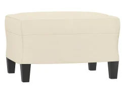 Sofá| Sofá 3 lugares c/ apoio pés 180 cm couro artificial cor PT460679 Creme