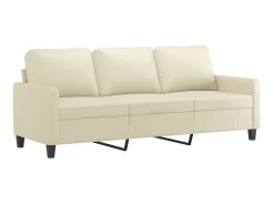 Sofá| Sofá 3 lugares c/ apoio pés 180 cm couro artificial cor PT374220 Creme