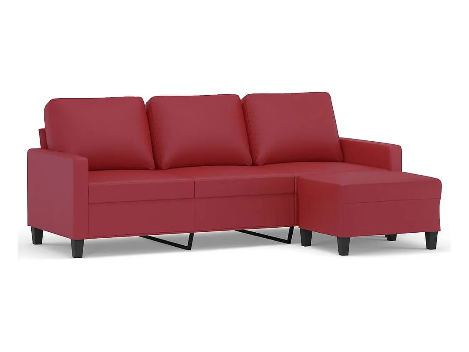 Sofá* Sofá 3 lugares c/ apoio pés 180 cm couro artif. tinto PT180379 Vermelho