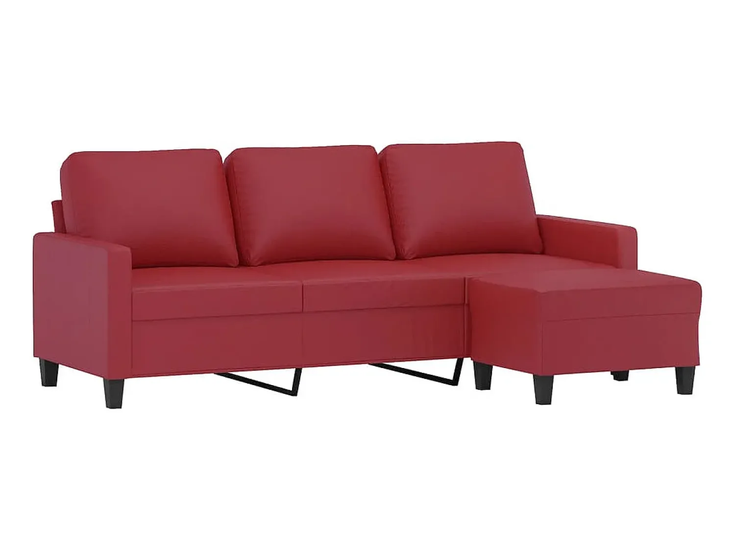 Sofá* Sofá 3 lugares c/ apoio pés 180 cm couro artif. tinto PT180379 Vermelho