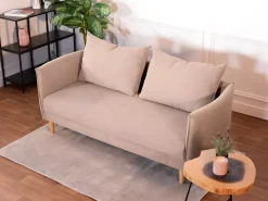 Clearance Sofá 3 lugares Camel - tecido poliéster (187 x 62 x 93 cm) - MELANIE Bege