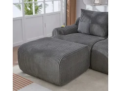 Sofá*DripeX Sofá 2 lugares canto modular veludo canelado, pufe, porta-copos e bolso, 200x174x80cm, Cinzento antracite Cinza antracite