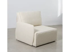 Clearance Sofá 2 lugares chaise longue estofado em bouclé e pinho Neve Branco