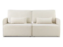 Clearance Sofá 2 lugares chaise longue estofado em bouclé e pinho Neve Branco