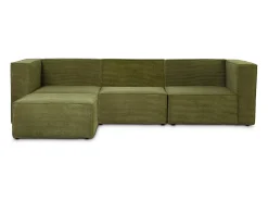 Sofá* Sofá 3 lugares chaise longue estofado em veludo cotelê Verde