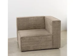 Sofá* Sofá 2 lugares chaise longue estofado em veludo cotelê cor pedra Bege