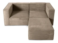 Sofá* Sofá 2 lugares chaise longue estofado em veludo cotelê cor pedra Bege