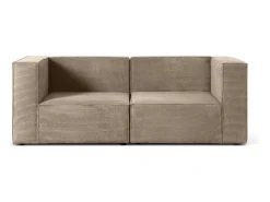 Sofá* Sofá 2 lugares chaise longue estofado em veludo cotelê cor pedra Bege