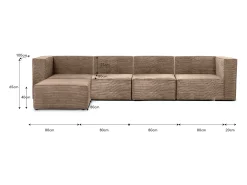 Sofá* Sofá 4 lugares chaise longue estofado em veludo cotelê cor pedra Bege