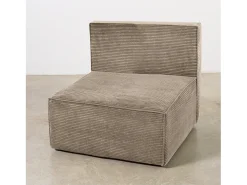 Sofá* Sofá 4 lugares chaise longue estofado em veludo cotelê cor pedra Bege