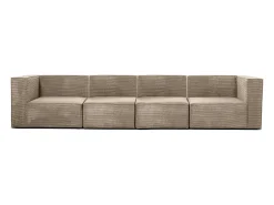 Sofá* Sofá 4 lugares chaise longue estofado em veludo cotelê cor pedra Bege