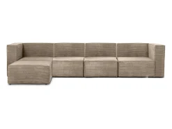 Sofá* Sofá 4 lugares chaise longue estofado em veludo cotelê cor pedra Bege