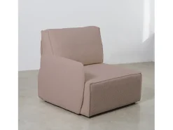 Sofá| Sofá 4 lugares chaise longue estofado em bouclé e pinho claro Rosa