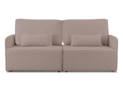 Sofá| Sofá 2 lugares chaise longue estofado em bouclé e pinho claro Rosa