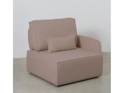 Sofá| Sofá 2 lugares chaise longue estofado em bouclé e pinho claro Rosa