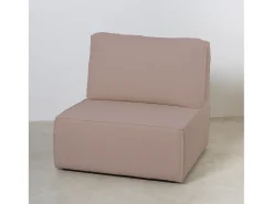Sofá| Sofá 2 lugares chaise longue estofado em bouclé e pinho claro Rosa