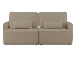 Sofá 2 lugares chaise longue estofado em bouclé e pinho Pedra^ Sofá